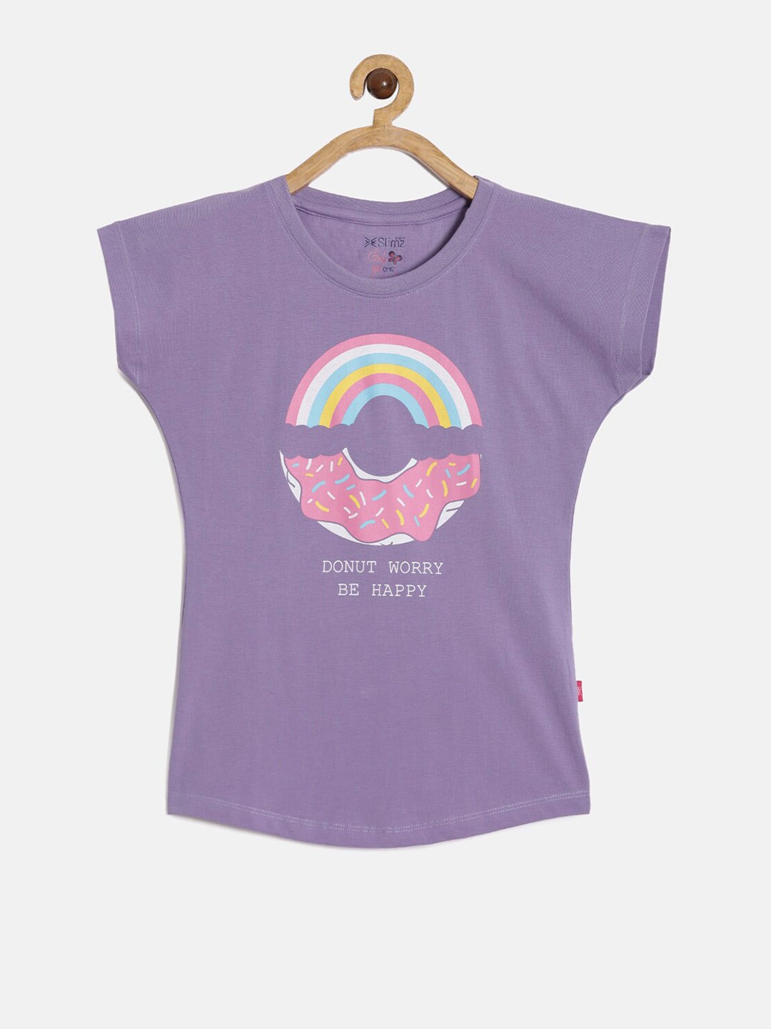 

DIXCY SCOTT Slimz Girls Graphic Printed Cap Sleeves Cotton Comfort Fit T-shirt, Purple