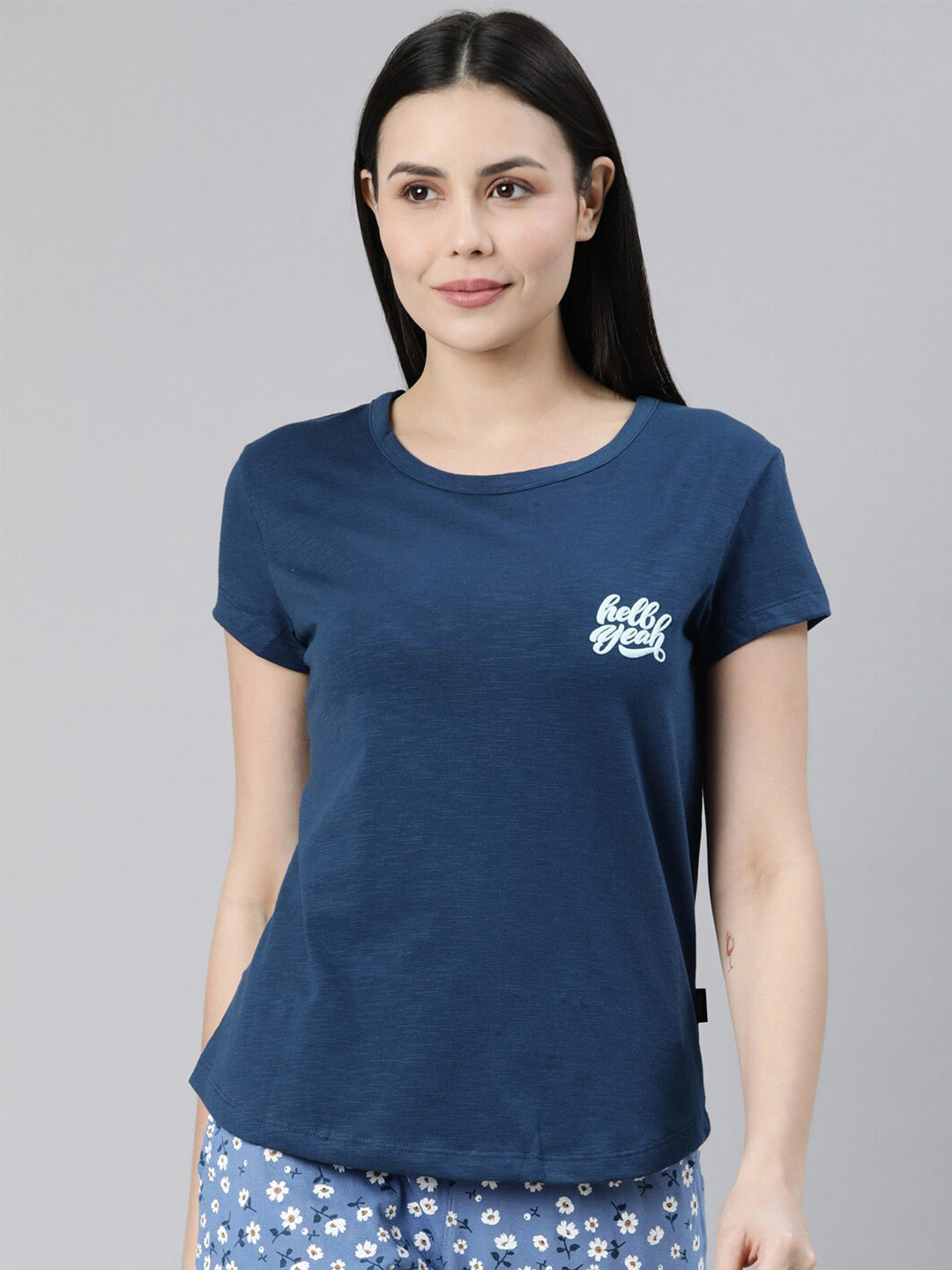 

DIXCY SCOTT Slimz Round Neck Short Sleeves Cotton T-shirt, Blue