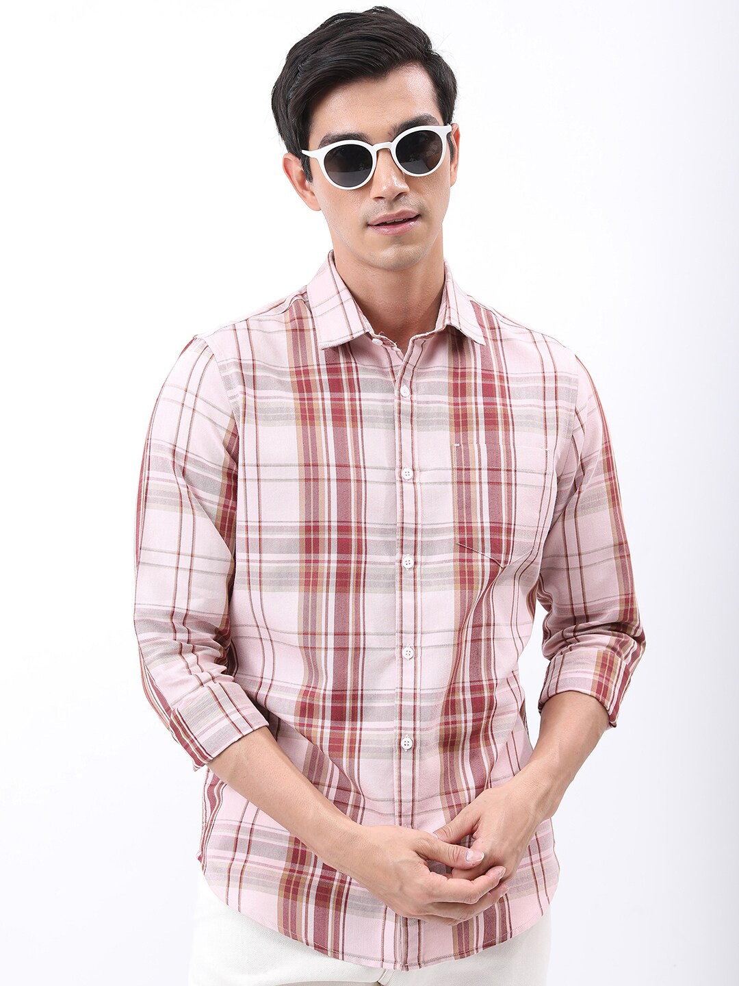 

HIGHLANDER Slim Fit Tartan Checked Casual Shirt, Pink