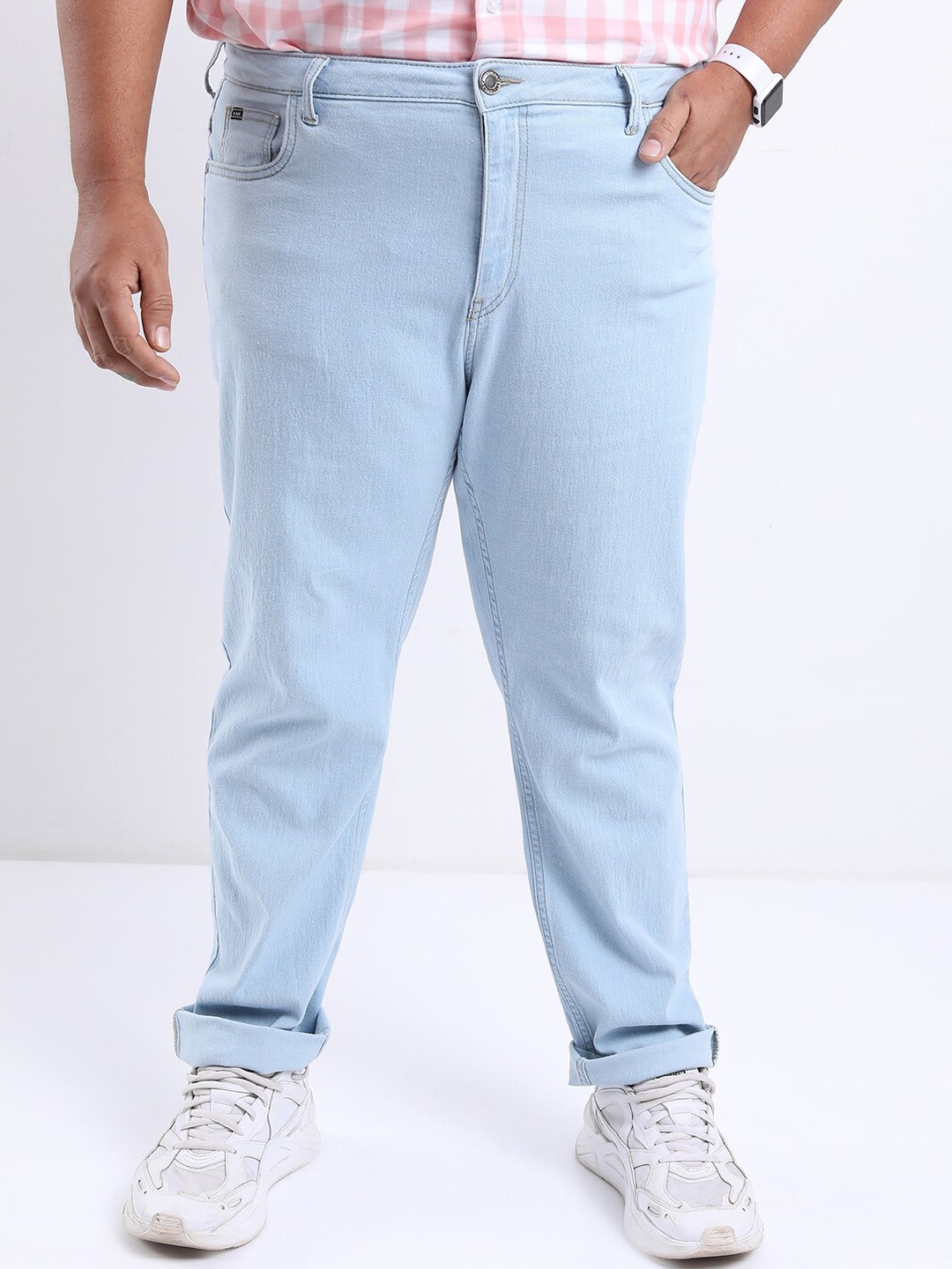 

HIGHLANDER Men Plus Size Slim Fit Low Distress Stretchable Jeans, Blue