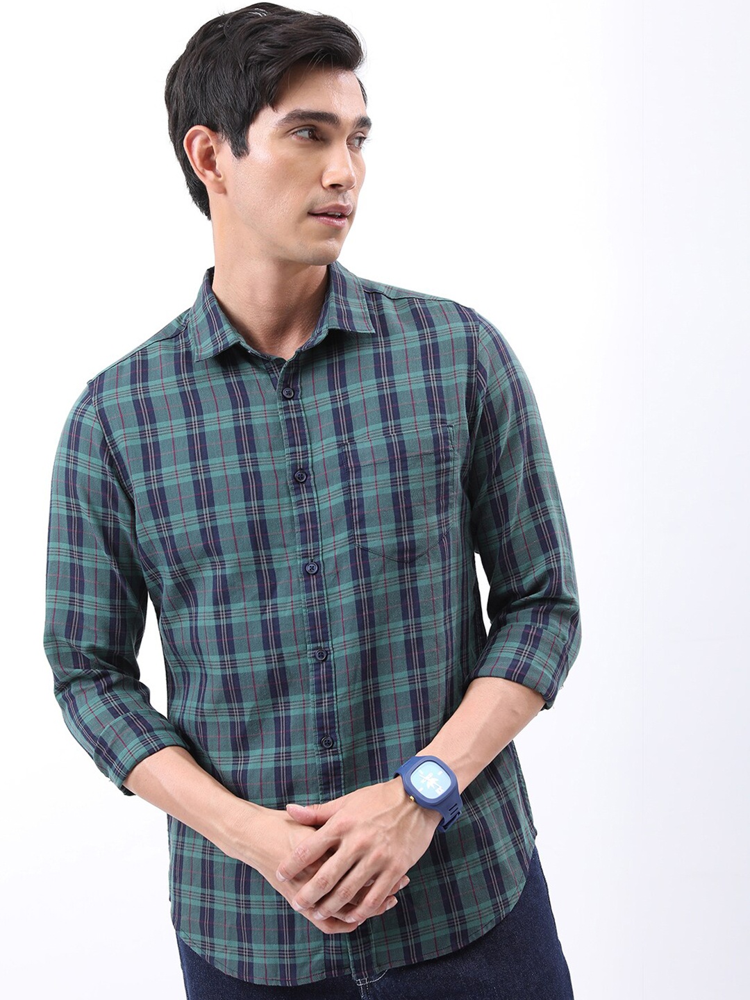 

HIGHLANDER Slim Fit Tartan Checked Casual Shirt, Green