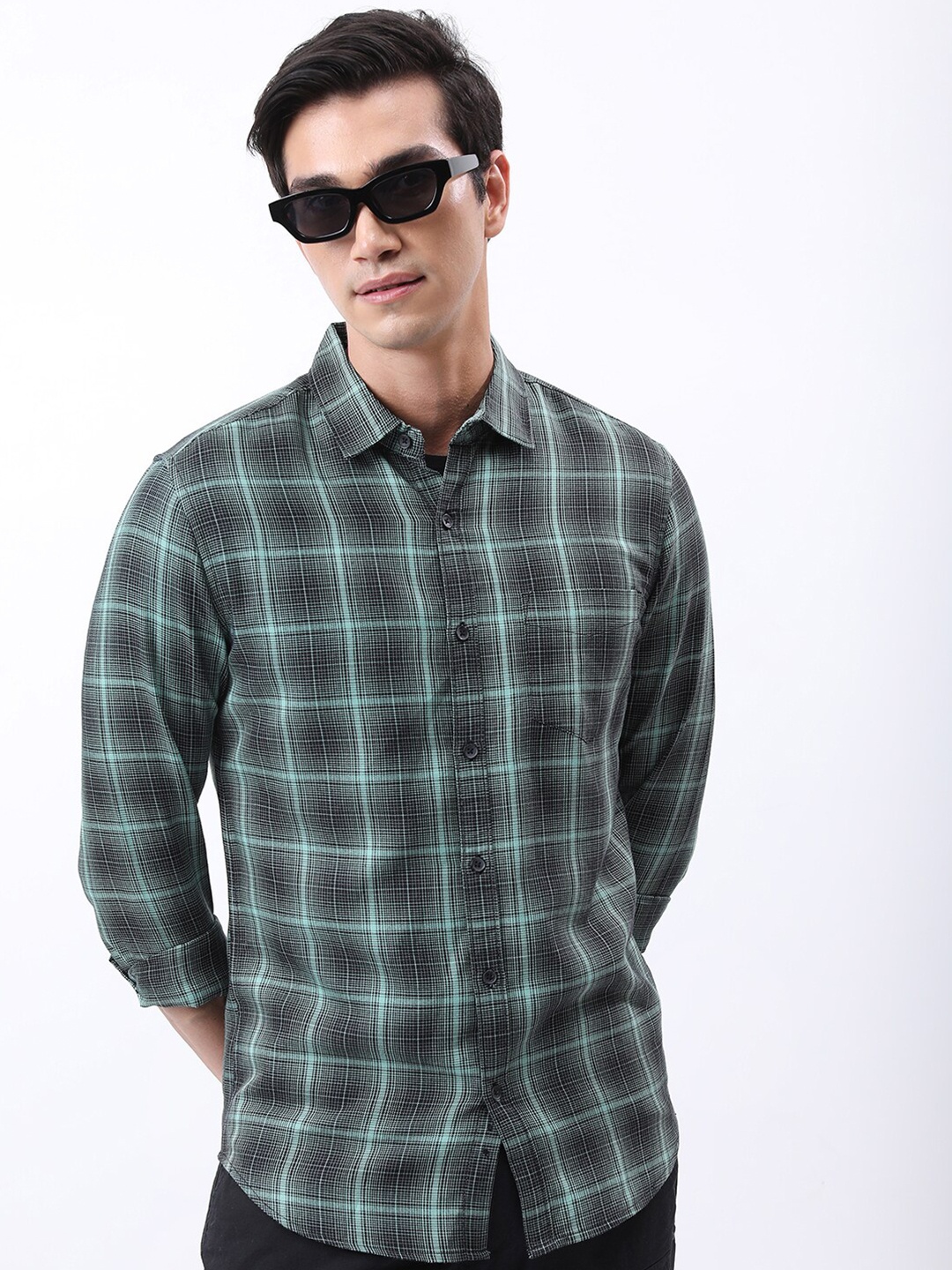 

HIGHLANDER Slim Fit Tartan Checked Casual Shirt, Green