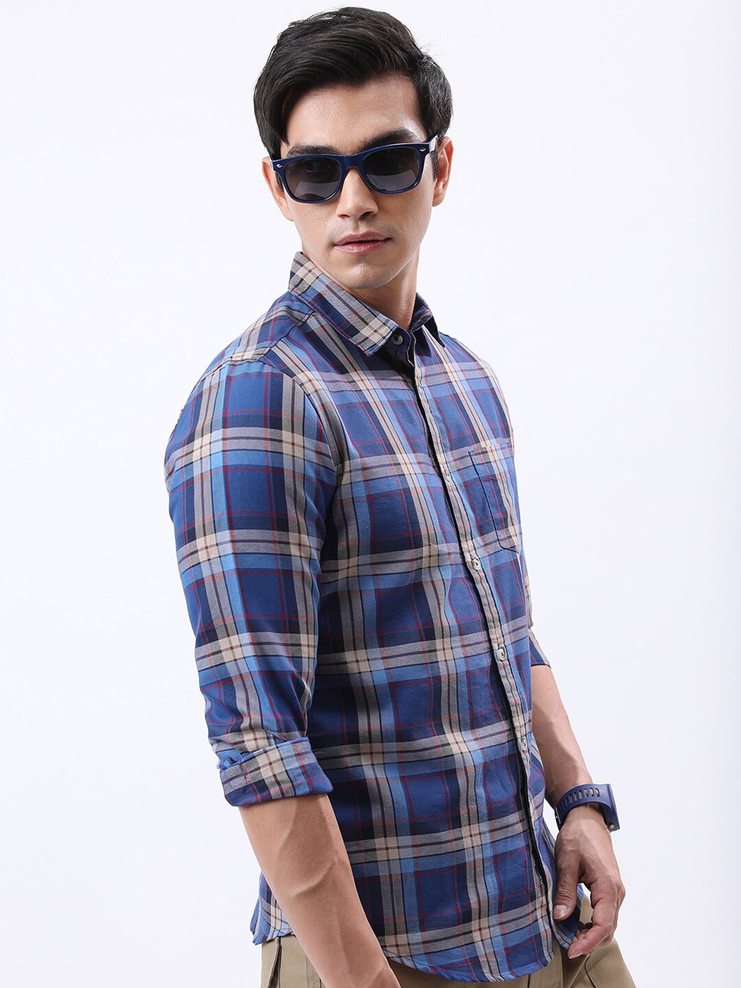 

HIGHLANDER Slim Fit Tartan Checked Casual Shirt, Blue