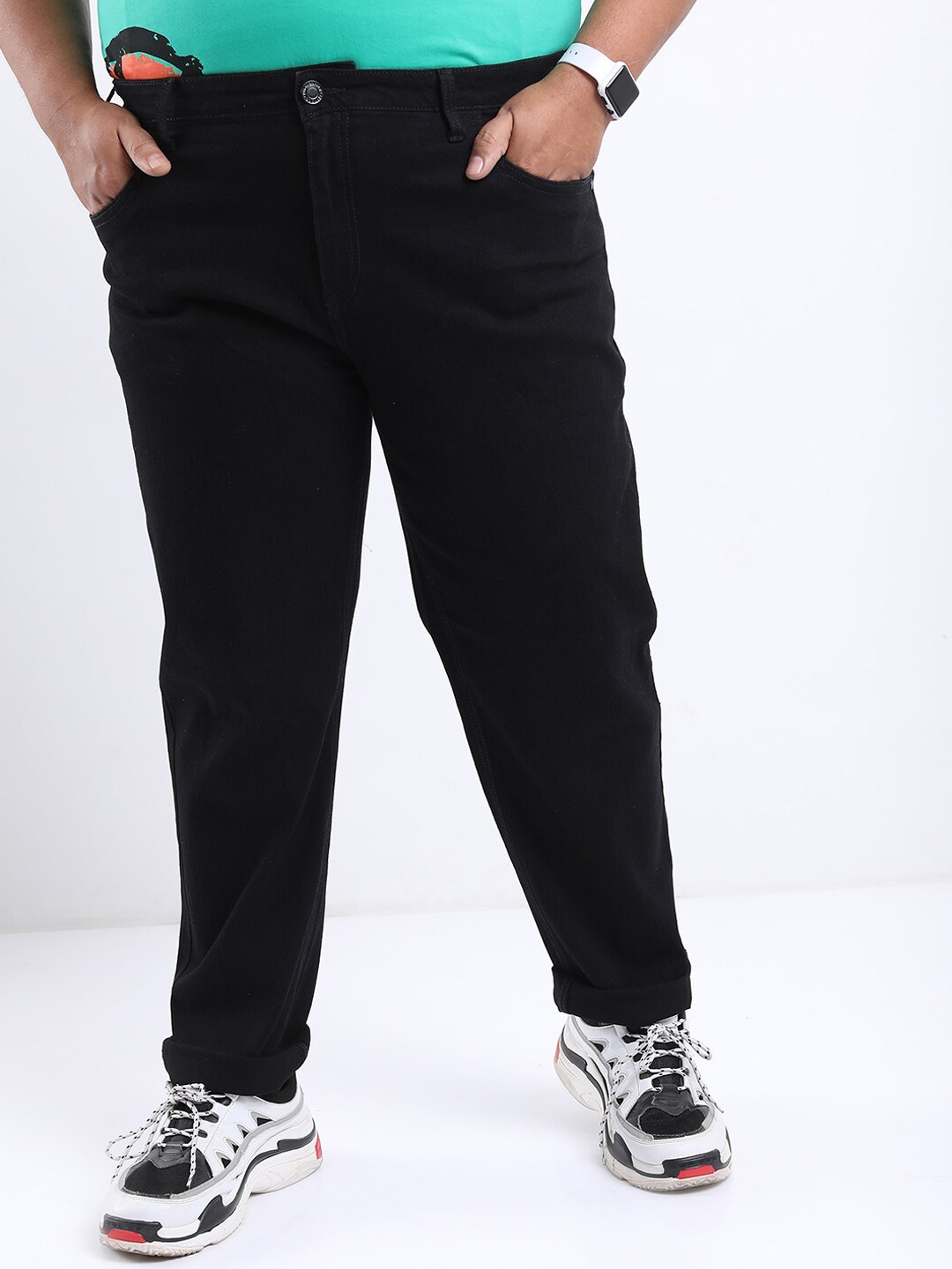 

HIGHLANDER Men Plus Size Slim Fit Stretchable Jeans, Black