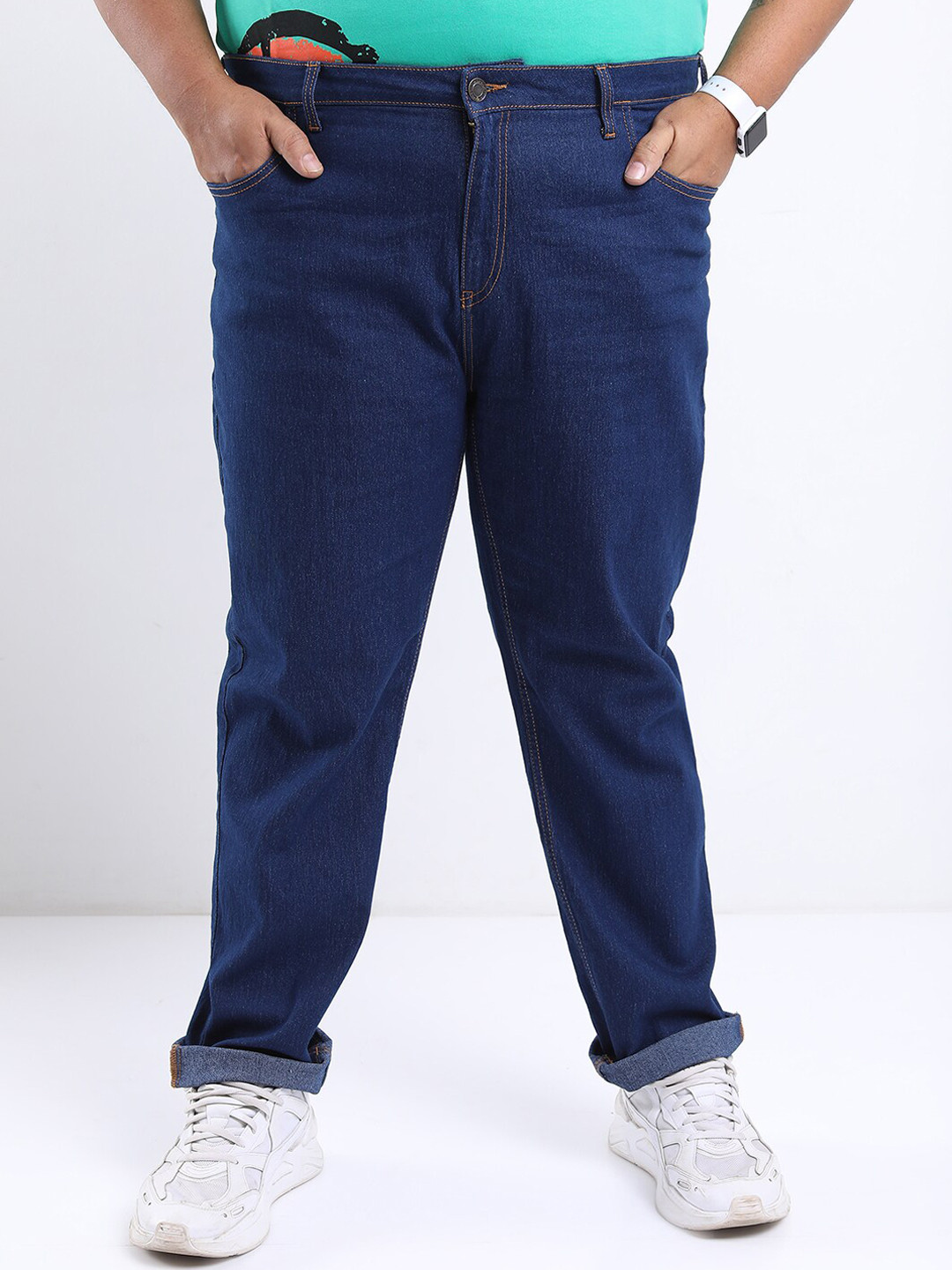 

HIGHLANDER Men Plus Size Slim Fit Low Distress Stretchable Jeans, Blue