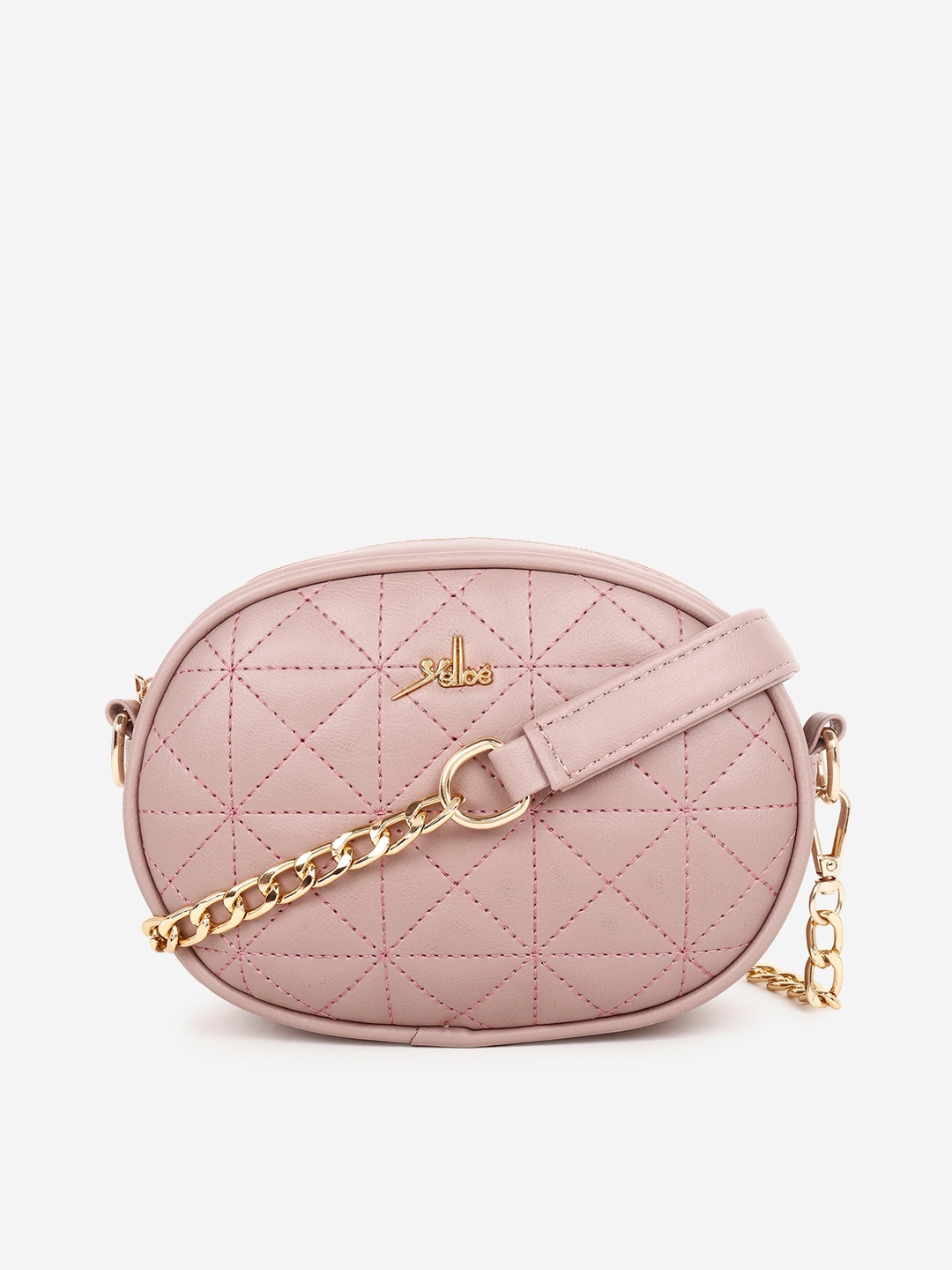 

yelloe Textured Structured Sling Bag with Quilted, Pink