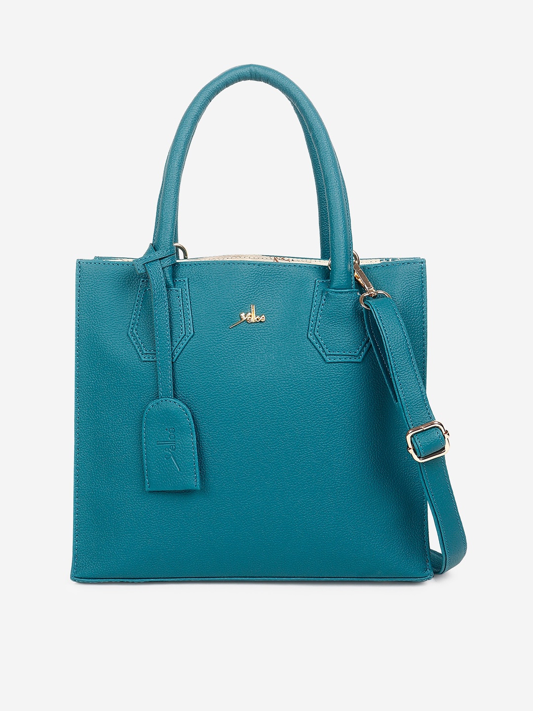 

yelloe Structured Satchel Bag With Detachable Sling Strap, Turquoise blue