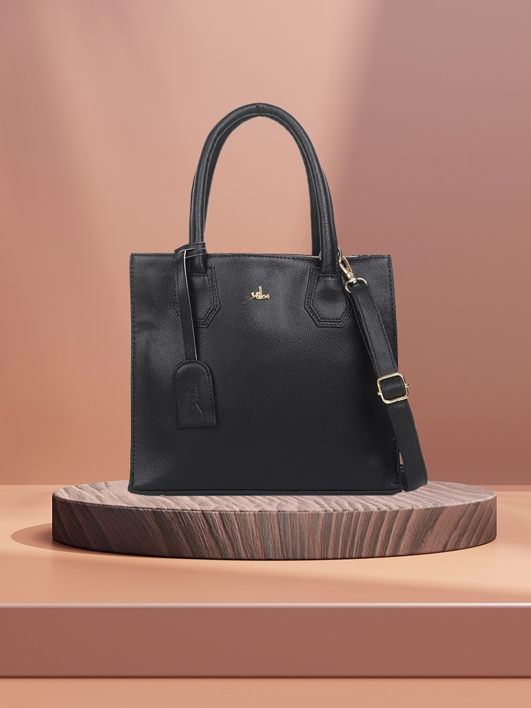 

yelloe Structured Satchel Bag With Detachable Sling Strap, Black