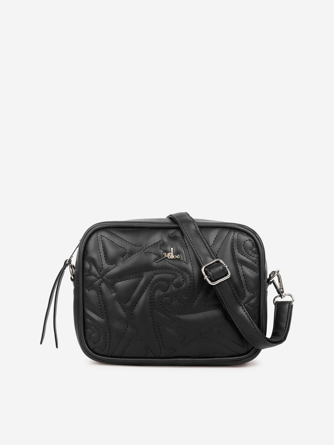 

yelloe Half Moon Sling Bag With Quilted, Black