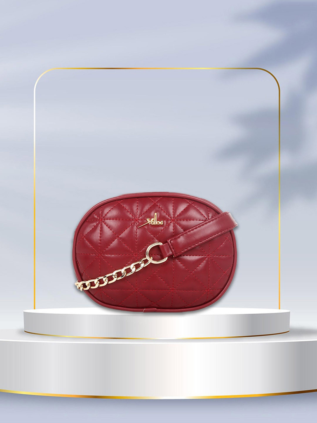 

yelloe Quilted Sling Bag With Waist Belt, Maroon