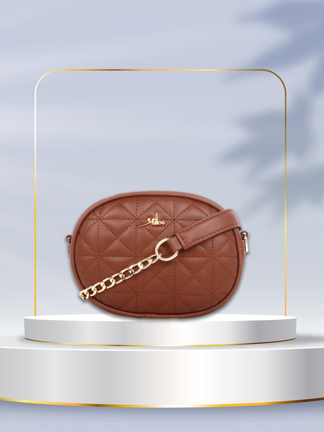 

yelloe Women Tan Quilted Sling Bag With Waist Belt