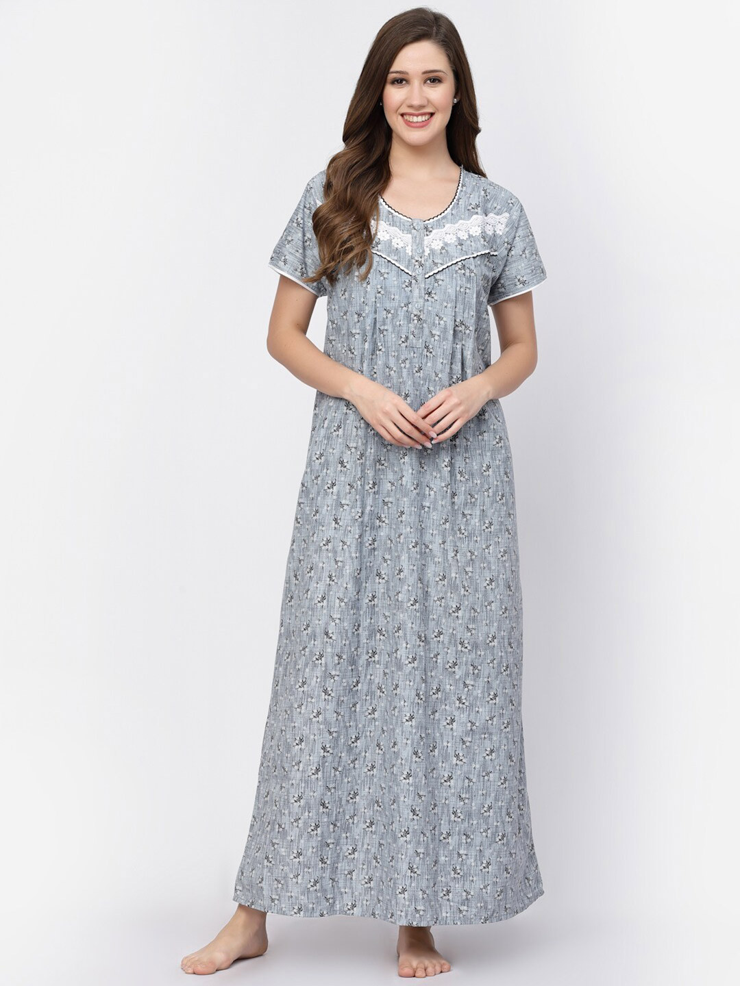 

Sweet Dreams Blue Floral Printed Maxi Nightdress