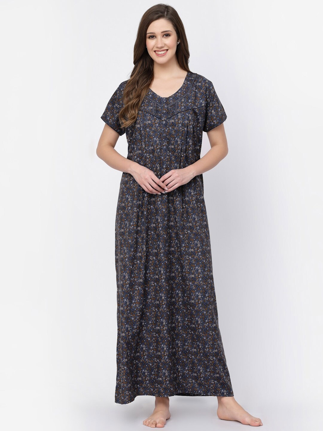 

Sweet Dreams Blue Floral Printed Maxi Nightdress