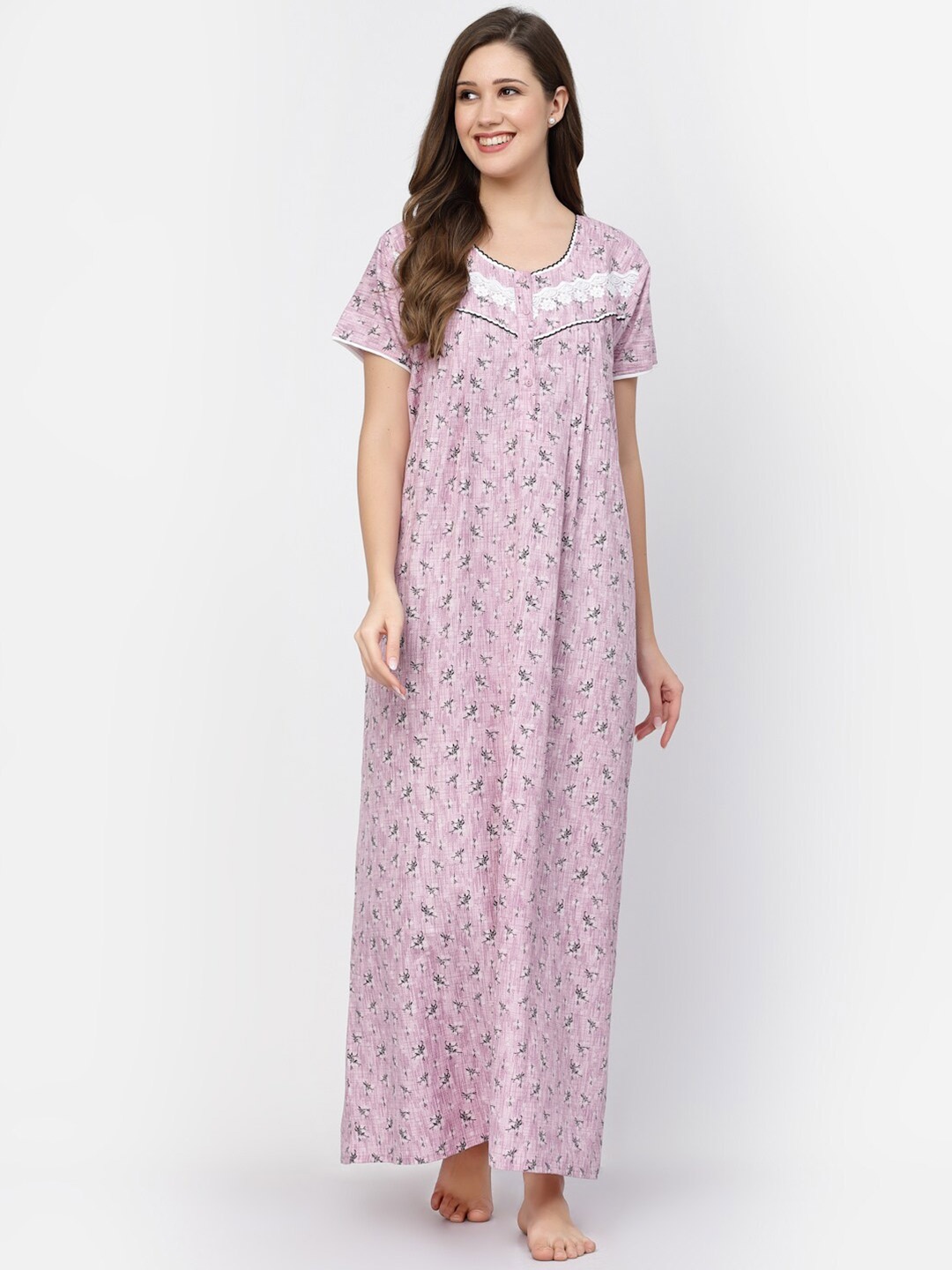 

Sweet Dreams Pink Floral Printed Maxi Nightdress