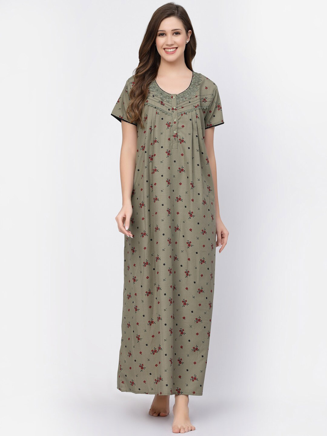 

Sweet Dreams Floral Printed Maxi Nightdress, Green