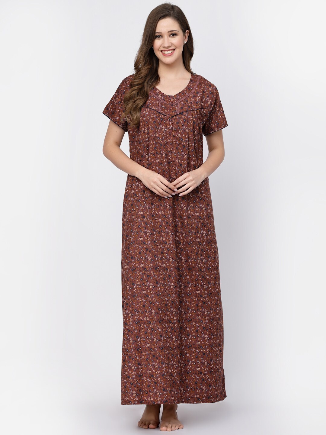 

Sweet Dreams Floral Printed Maxi Nightdress, Brown