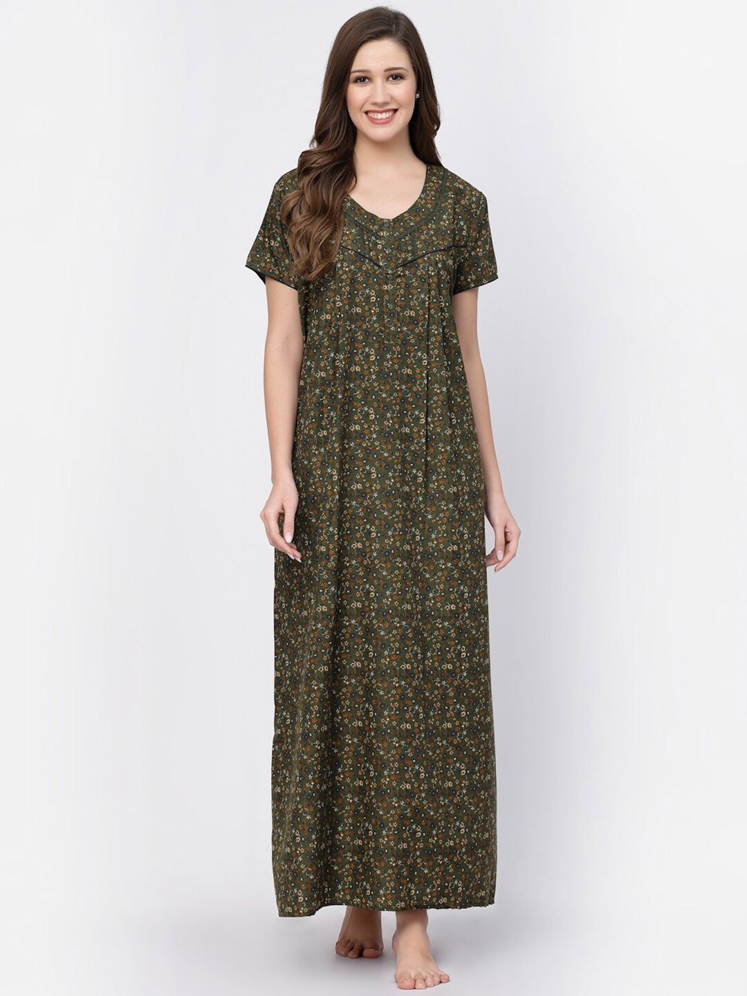 

Sweet Dreams Green Floral Printed Maxi Nightdress