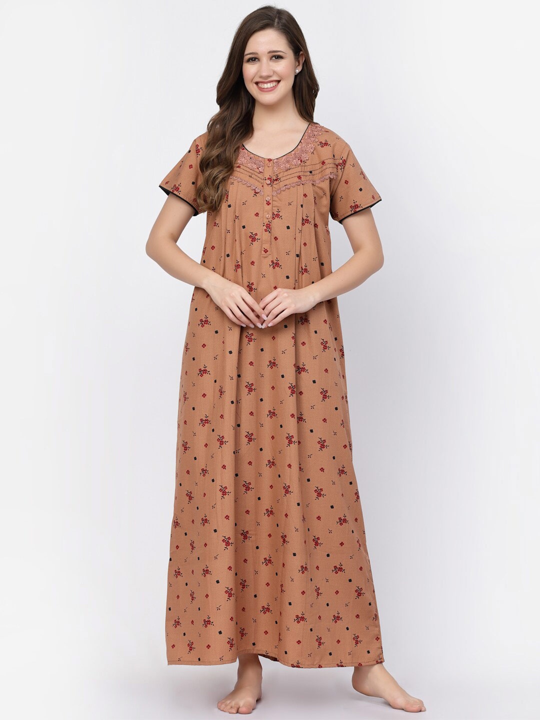 

Sweet Dreams Rust Floral Printed Maxi Nightdress