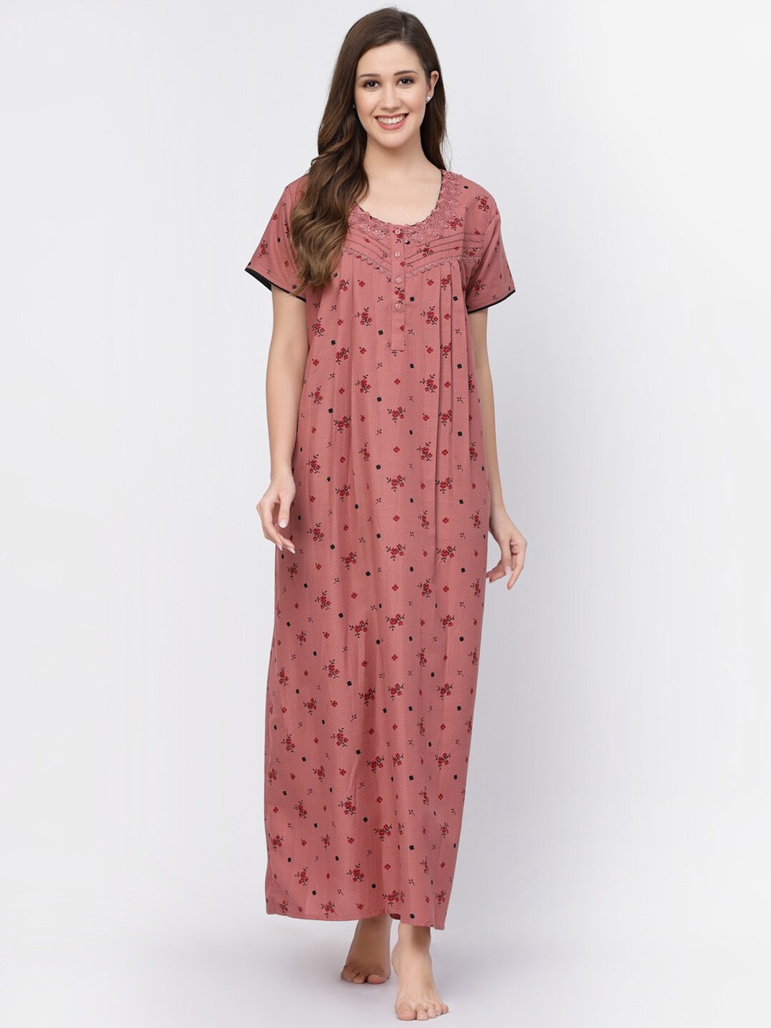

Sweet Dreams Rose Floral Printed Maxi Nightdress