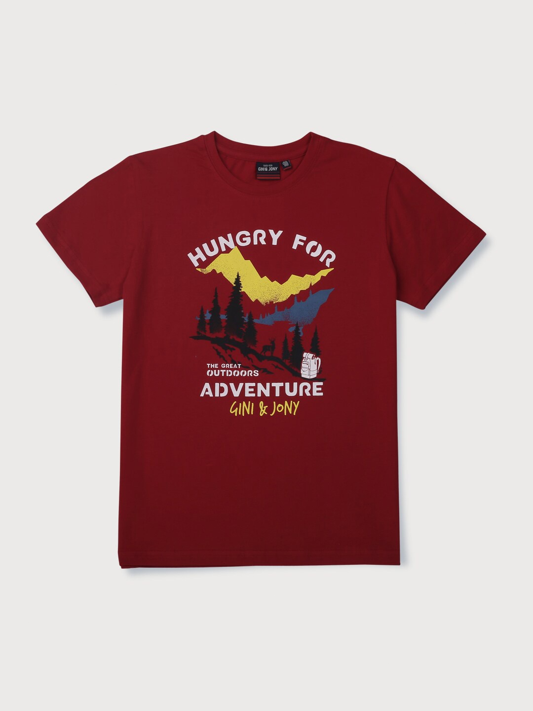 

Gini and Jony Infant Boys Typography Printed Cotton T-shirt, Maroon