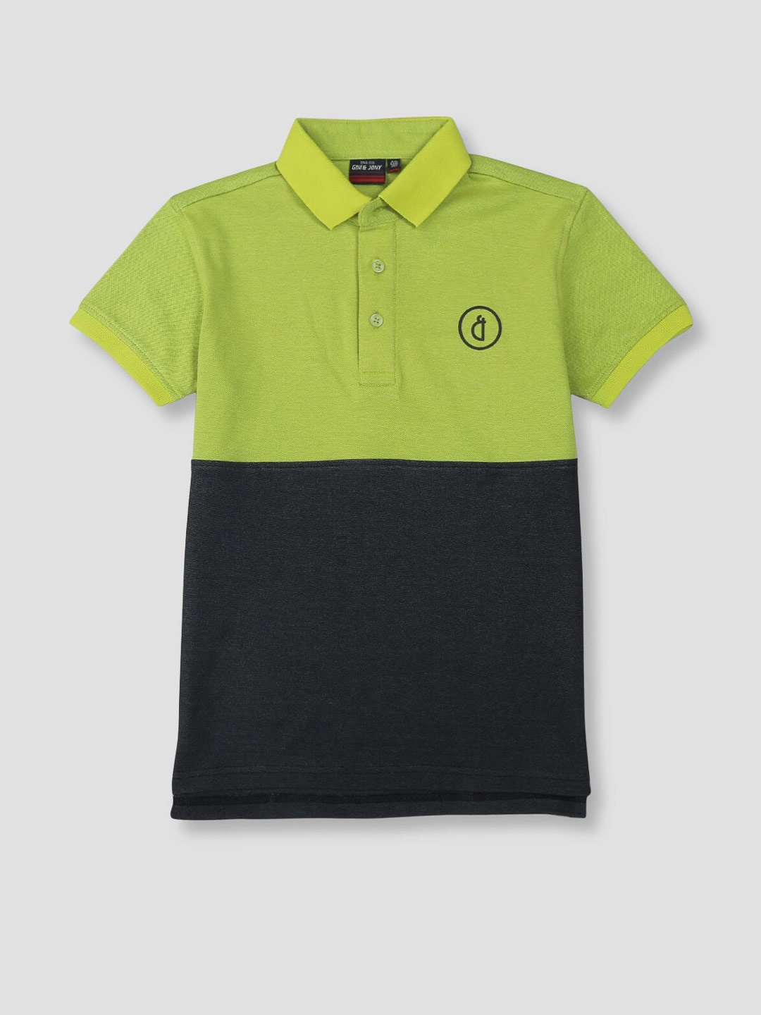 

Gini and Jony Boys Colourblocked Polo Collar Cotton T-Shirt, Green