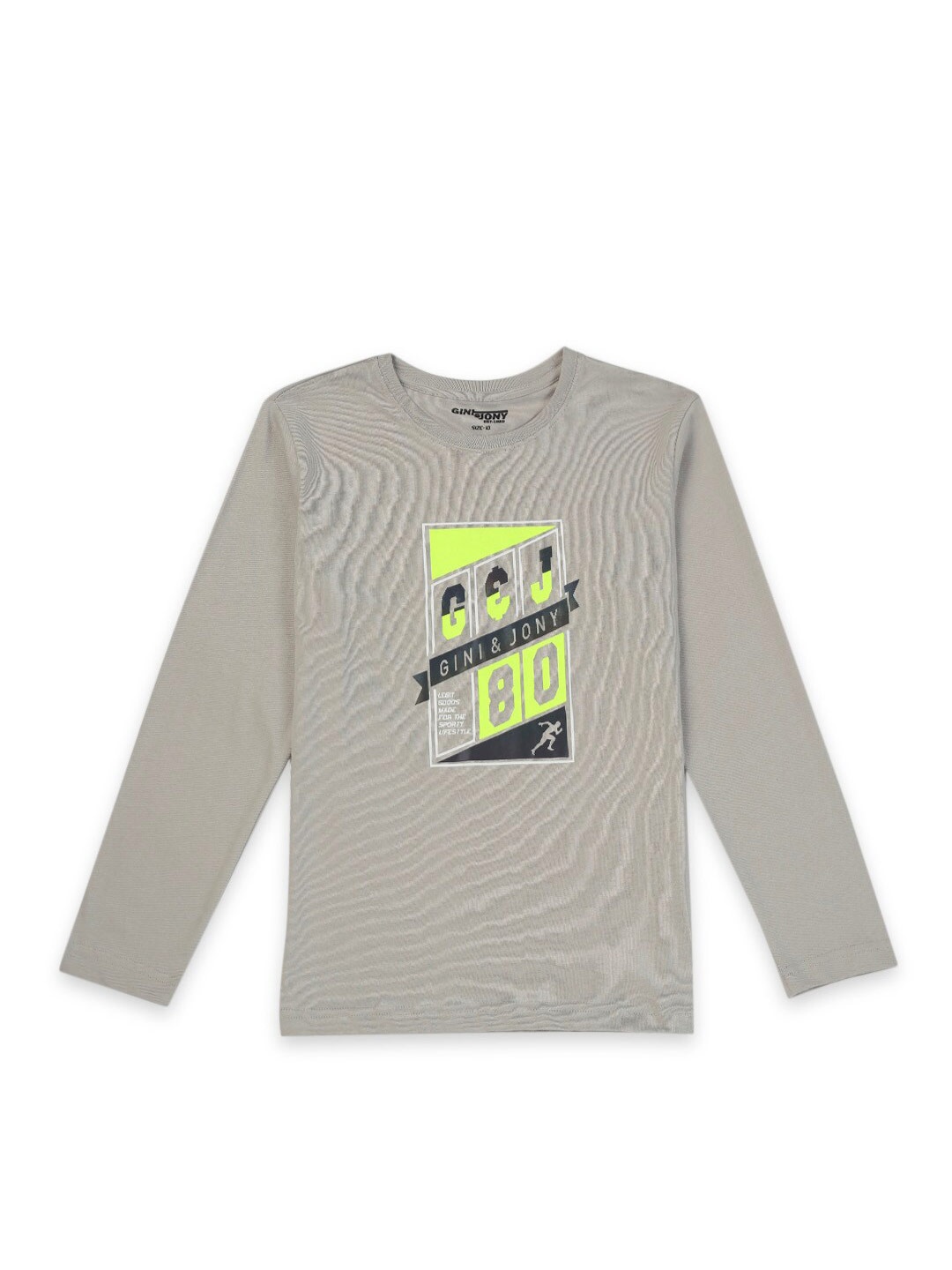 

Gini and Jony Boys Graphic Printed Long Sleeves Cotton T-shirt, Grey