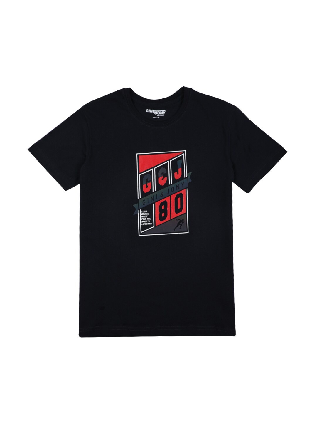 

Gini and Jony Boys Typography Printed Cotton T-shirt, Navy blue