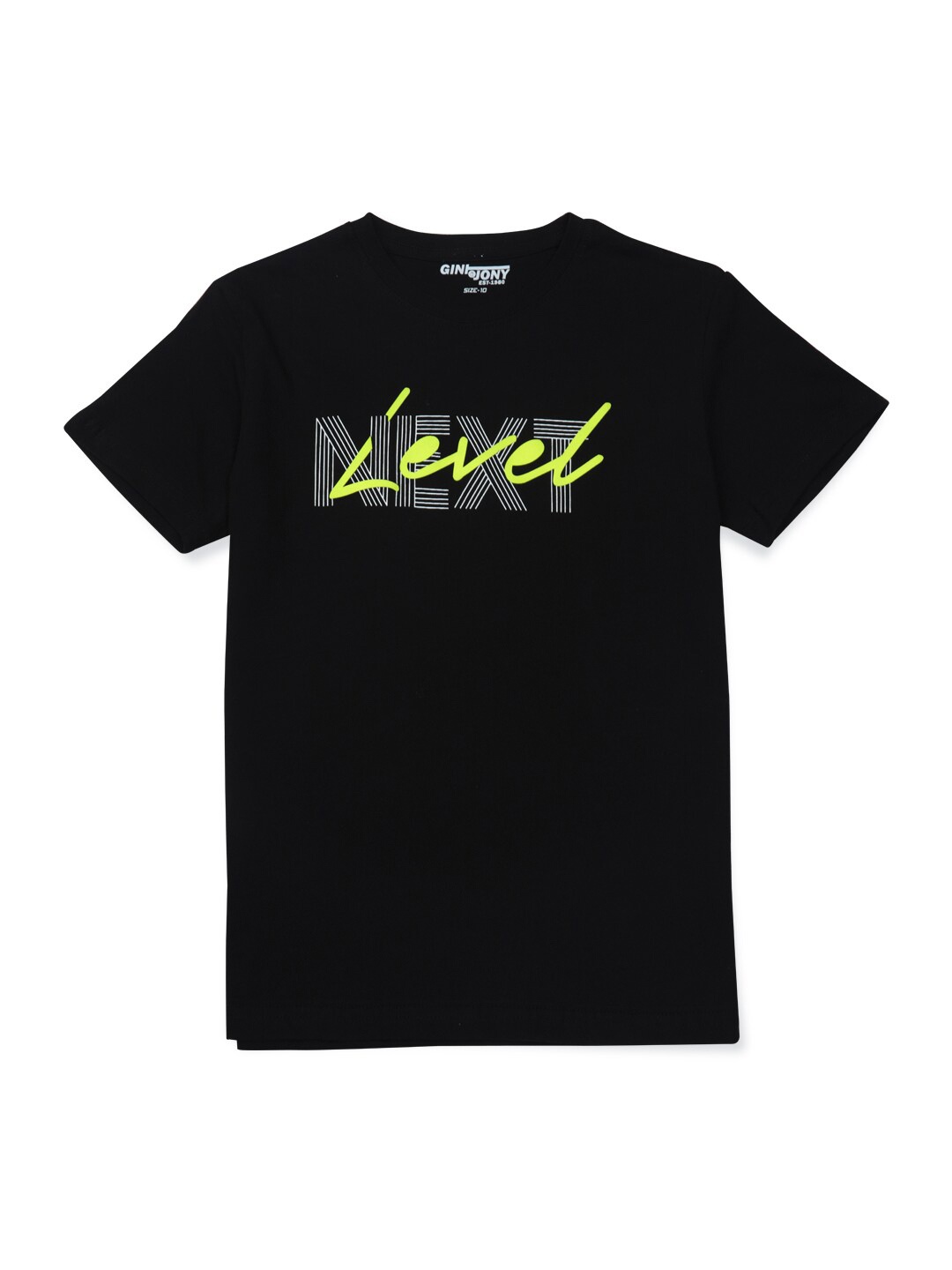 

Gini and Jony Boys Typography Printed Cotton T-shirt, Black