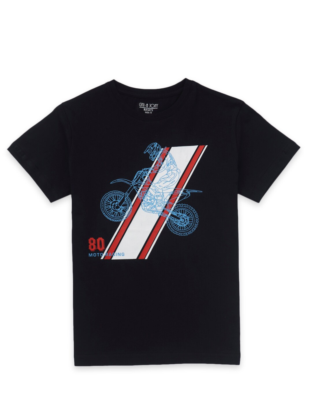 

Gini and Jony Boys Biker Printed Cotton T-shirt, Navy blue