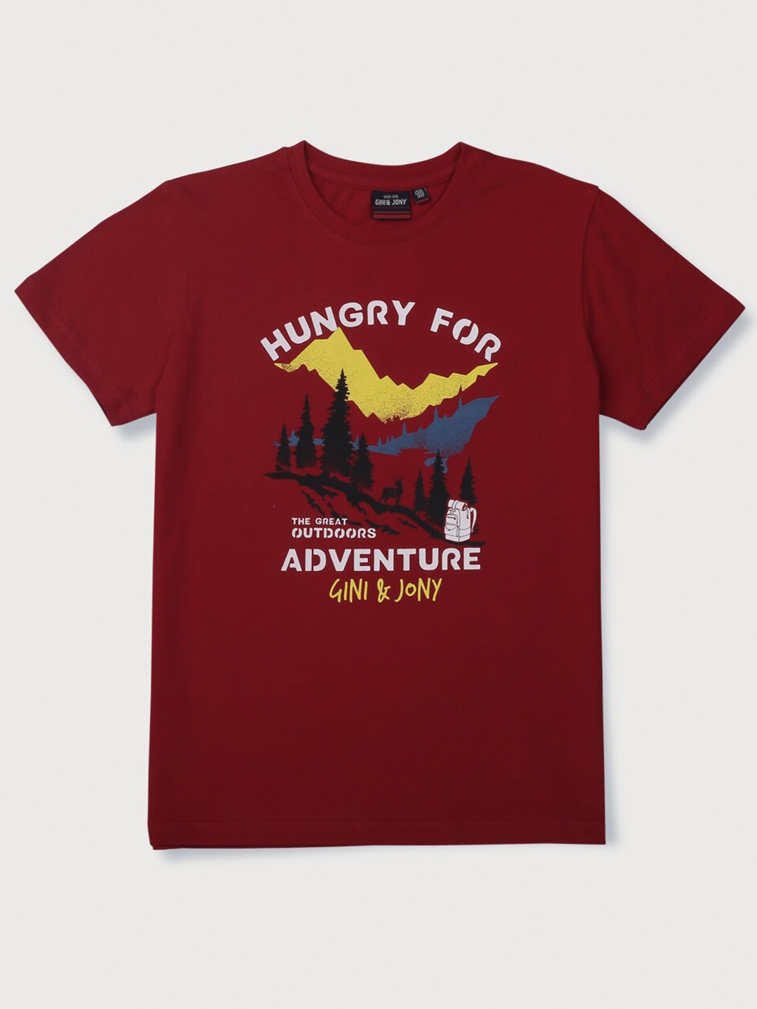 

Gini and Jony Boys Graphic Printed Cotton T-shirt, Red