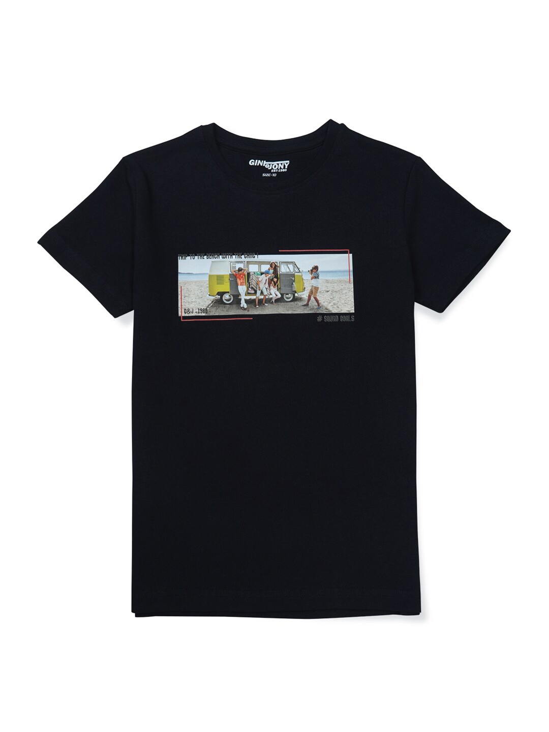 

Gini and Jony Boys Graphic Printed Round Neck Cotton T-shirt, Navy blue
