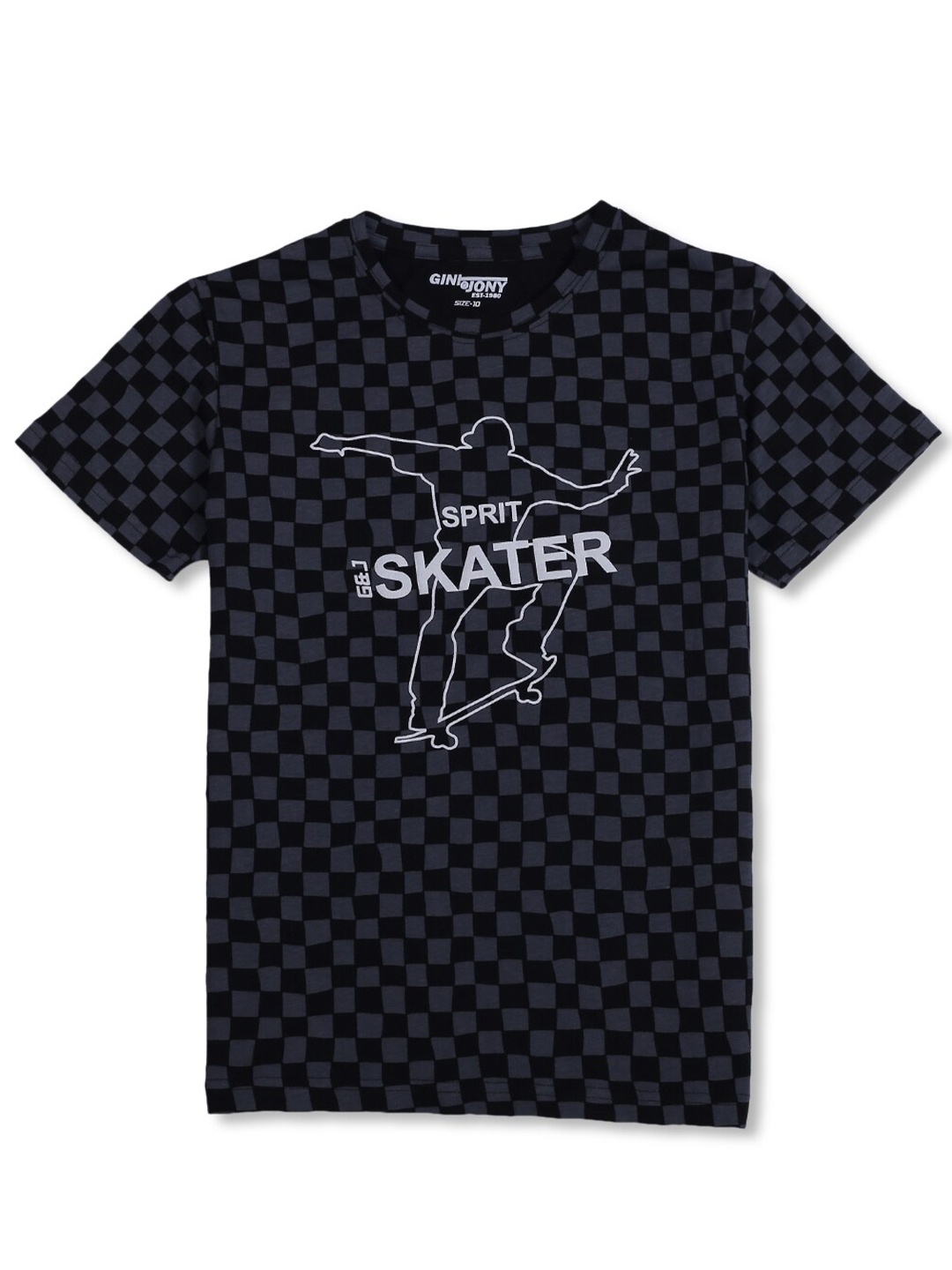 

Gini and Jony Boys Graphic Printed Cotton T-shirt, Black