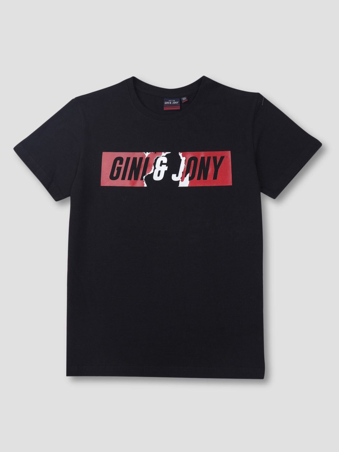 

Gini and Jony Infant Boys Typography Printed Round Neck Cotton T-shirt, Black