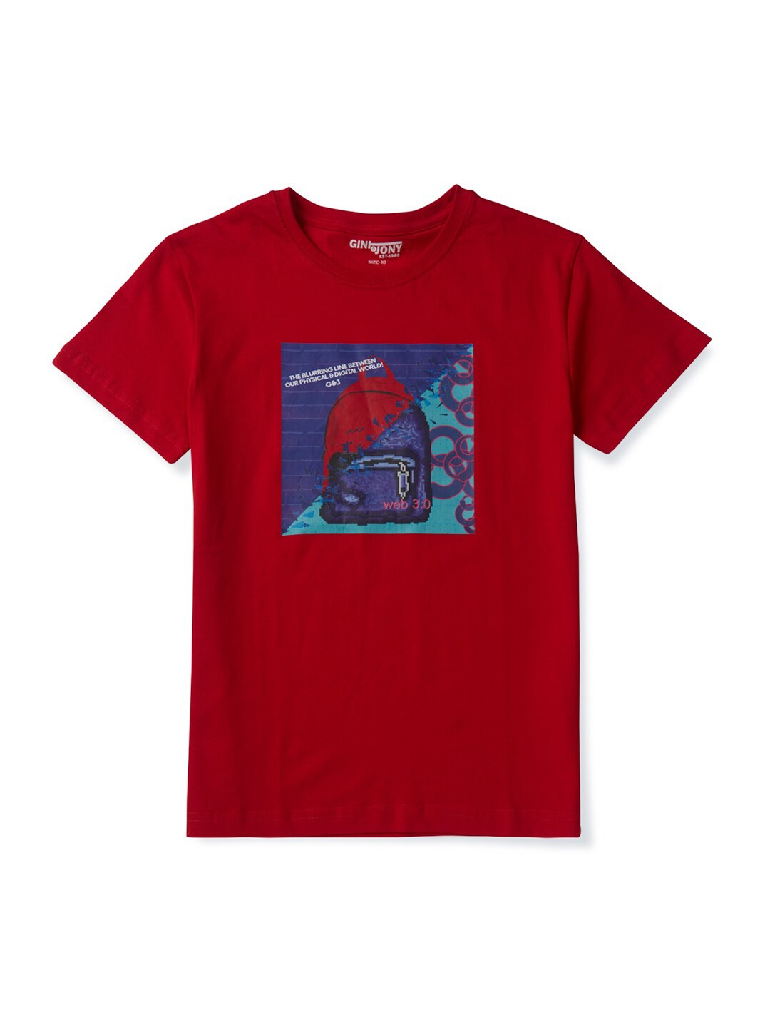 

Gini and Jony Boys Graphic Printed Cotton T-shirt, Red