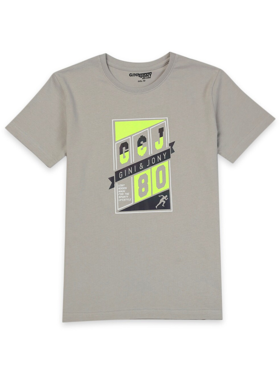 

Gini and Jony Infants Boys Grey Printed Cotton T-shirt
