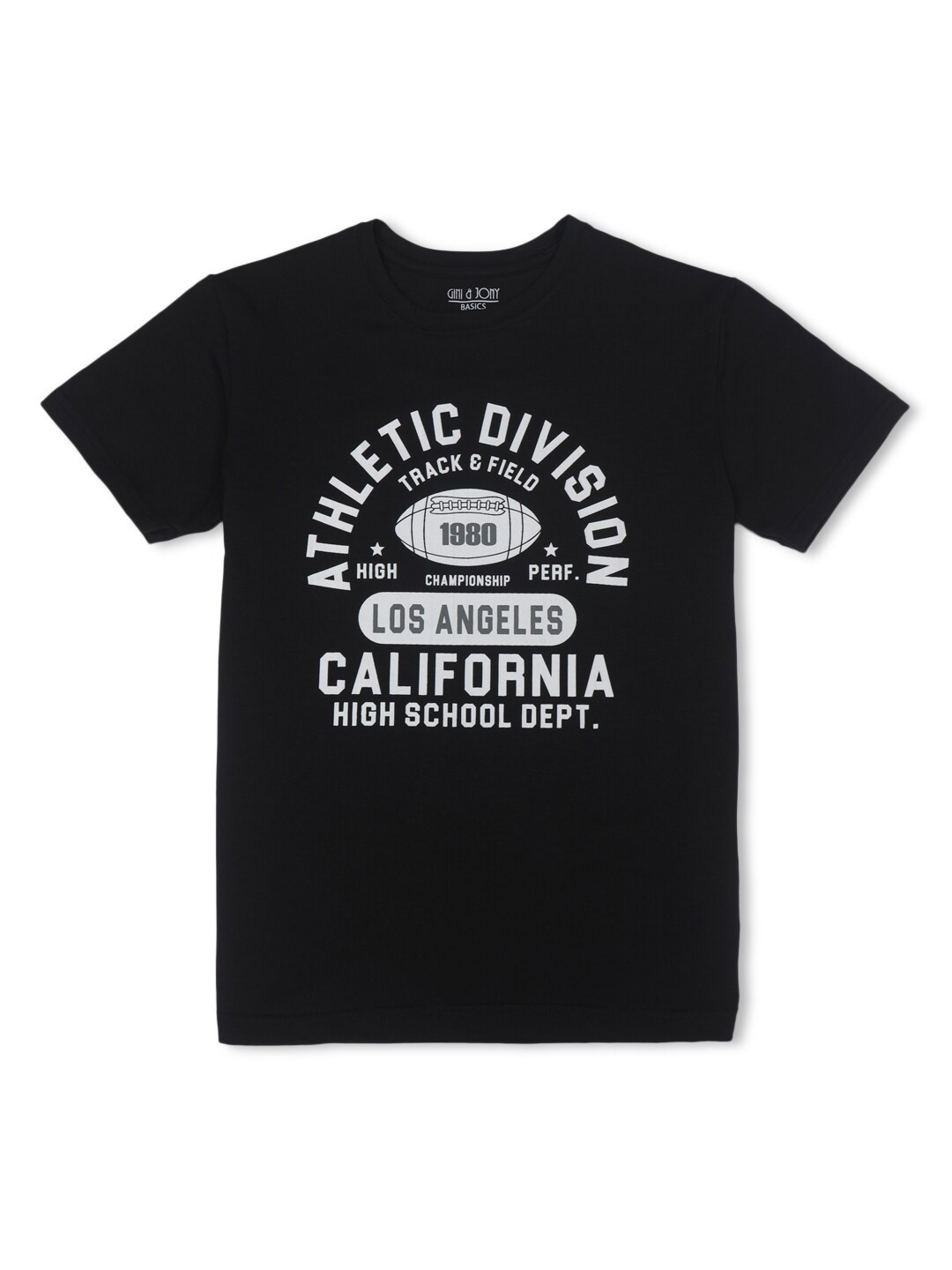 

Gini and Jony Boys Typography Printed Round Neck Cotton T-shirt, Black