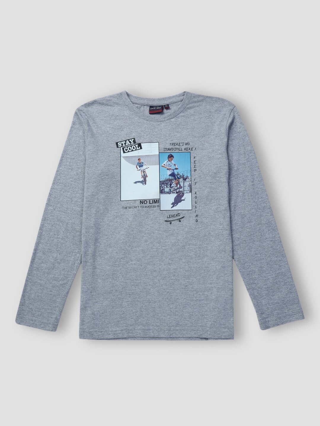 

Gini and Jony Boys Graphic Printed Long Sleeves Cotton T-shirt, Grey