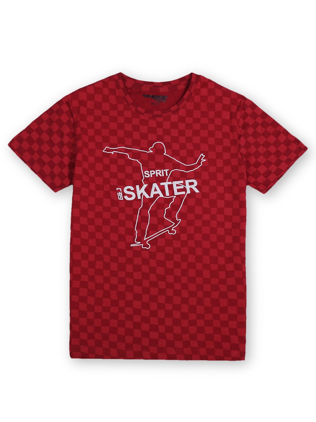 

Gini and Jony Boys Typography Printed Cotton T-shirt, Red