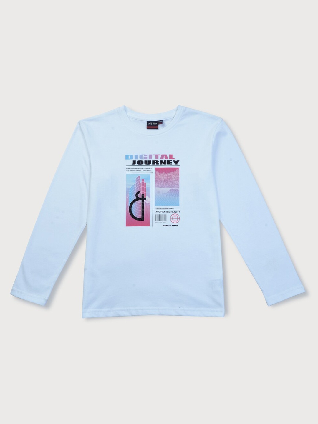 

Gini and Jony Boys Graphic Printed Long Sleeves Cotton T-shirt, Blue