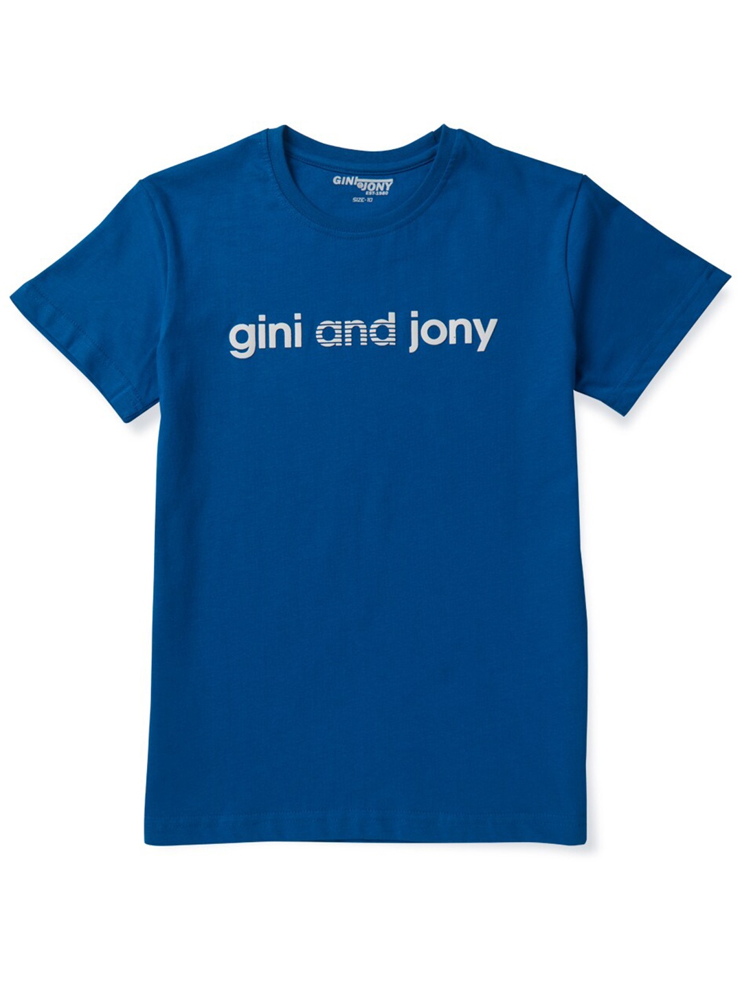 

Gini and Jony Boys Typography Printed Round Neck Short Sleeves Cotton T-shirt, Blue