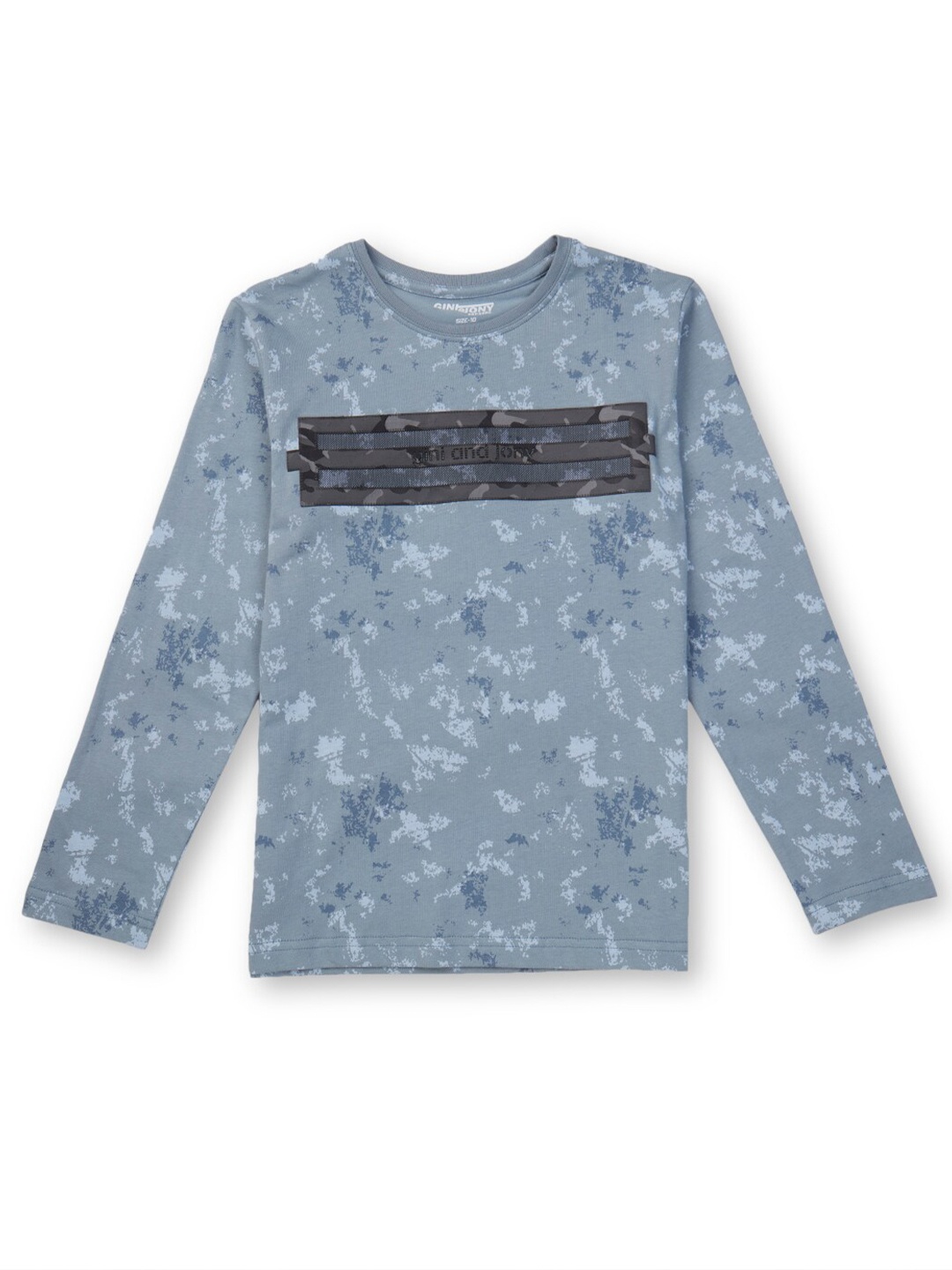 

Gini and Jony Boys Abstract Printed Long Sleeves Cotton T-shirt, Blue