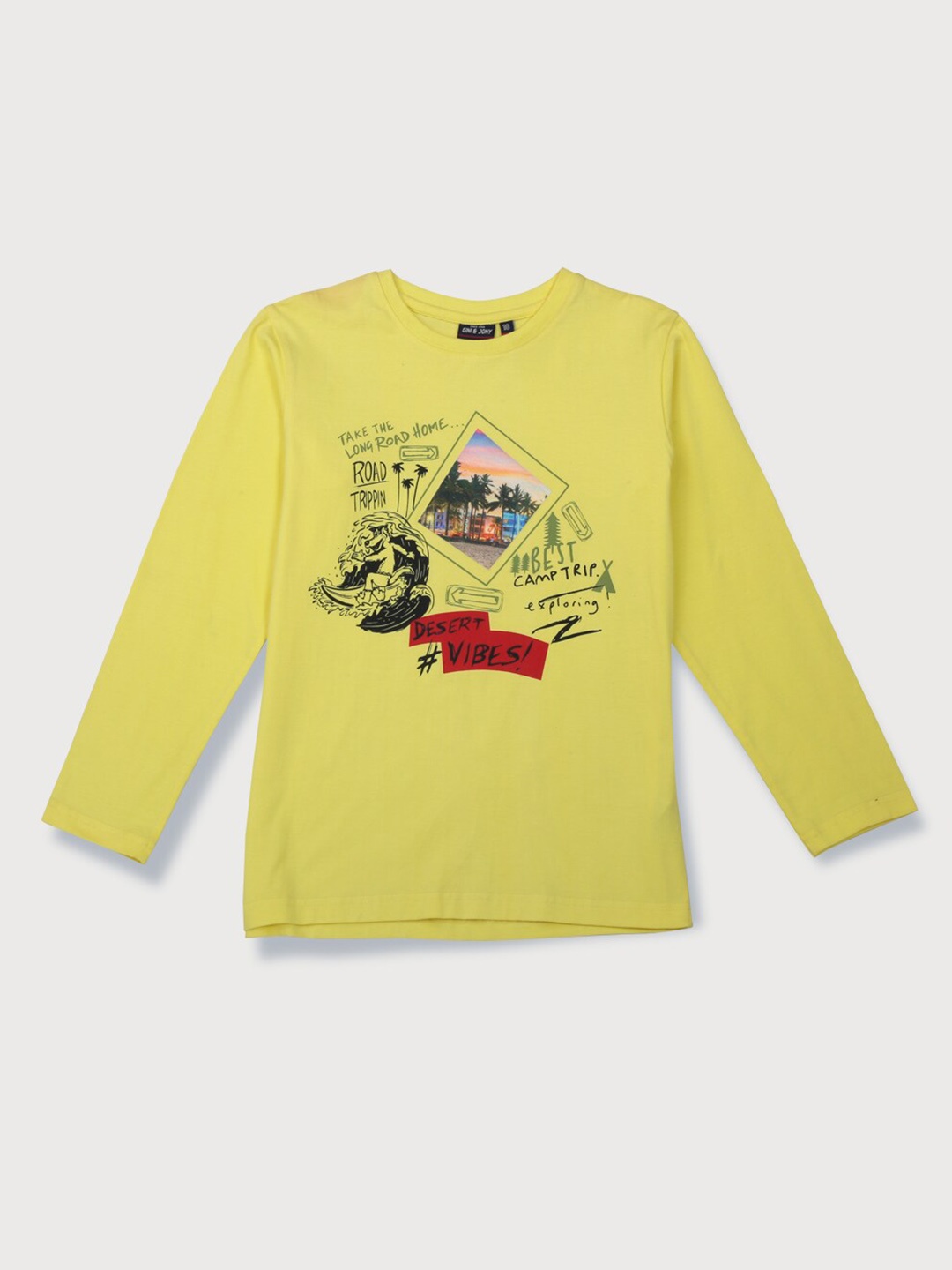 

Gini and Jony Boys Graphic Printed Cotton T-shirt, Yellow