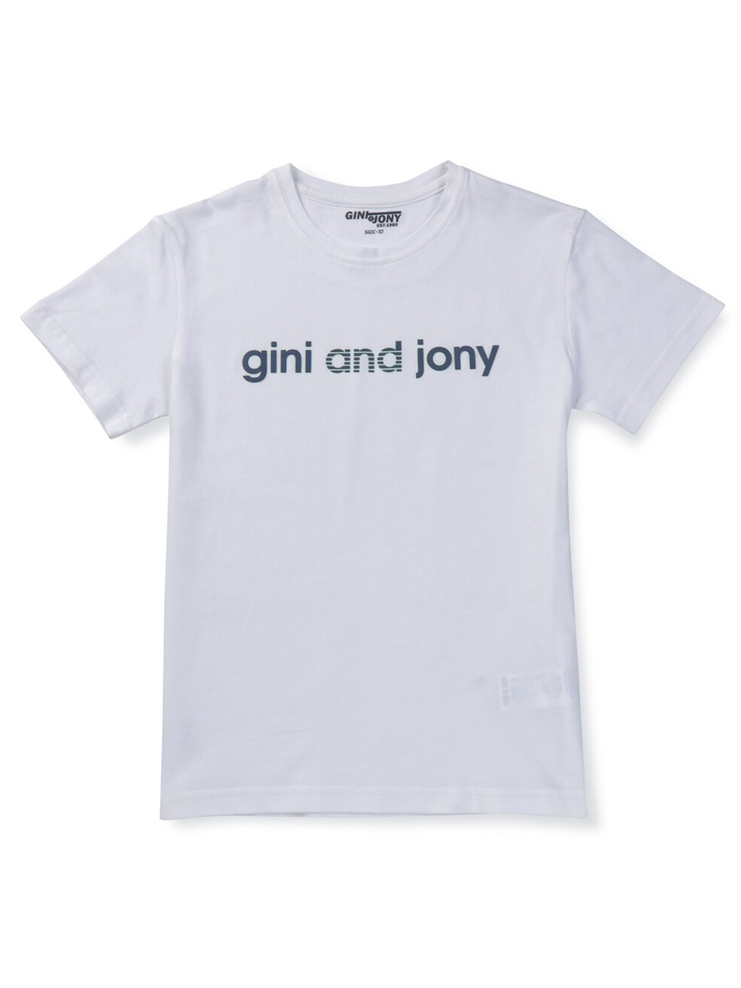 

Gini and Jony Boys Typography Printed Round Neck Cotton T-shirt, White