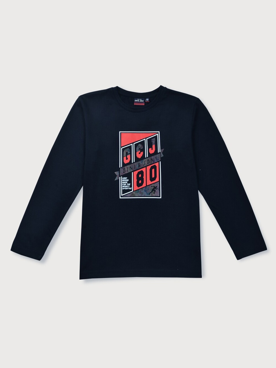 

Gini and Jony Boys Typography Printed Cotton T-shirt, Navy blue