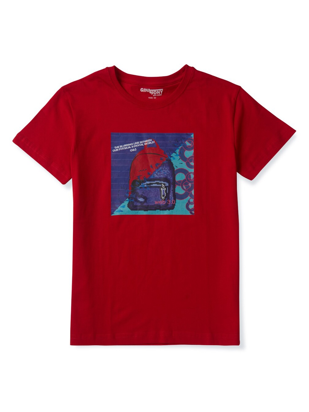 

Gini and Jony Boys Graphic Printed Round Neck Short Sleeves Cotton T-shirt, Red