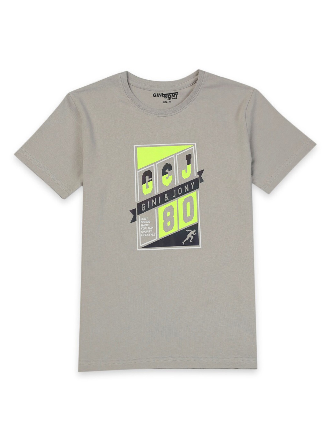 

Gini and Jony Boys Typography Printed Round Neck Short Sleeves Cotton T-shirt, Grey