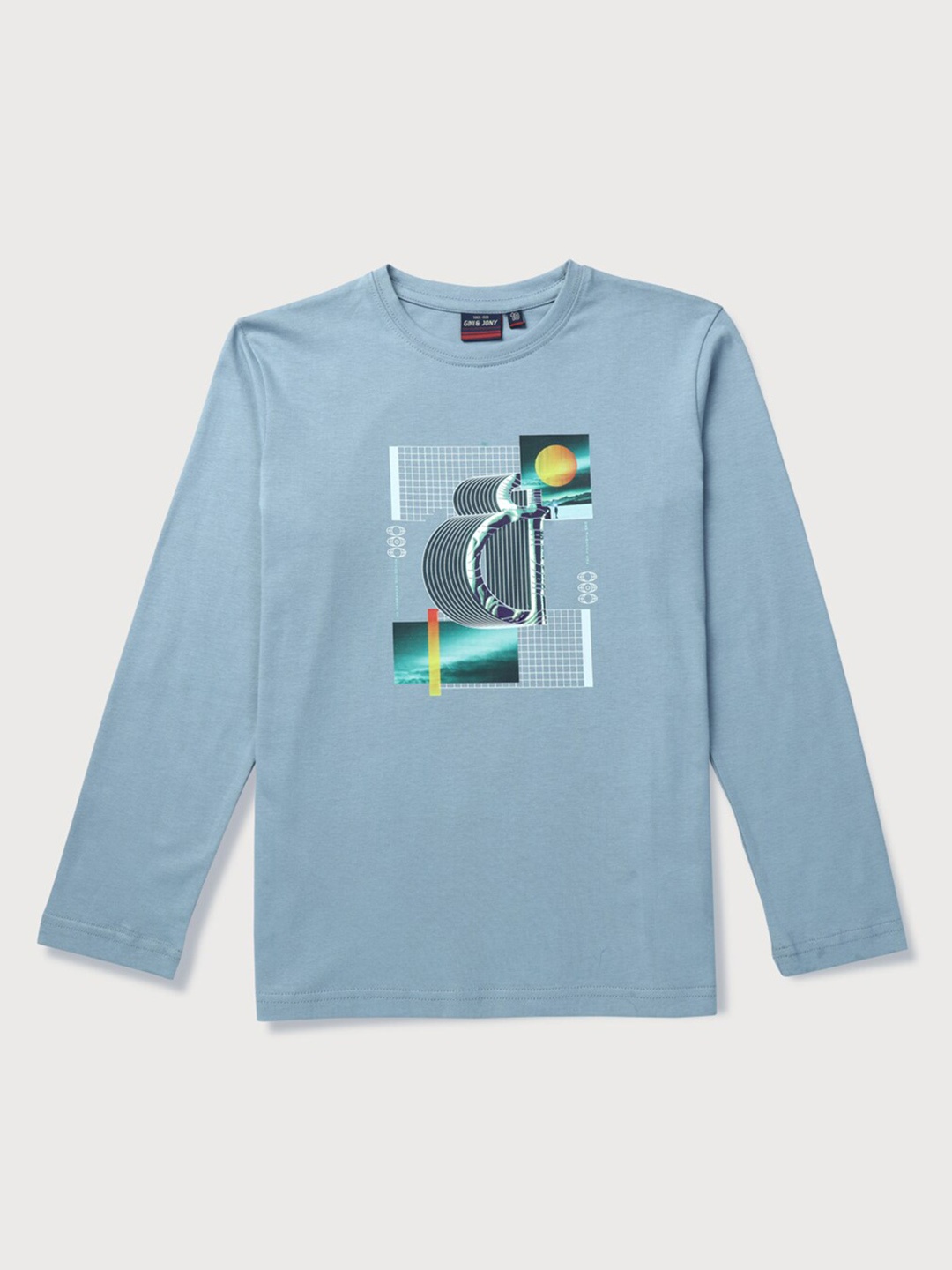 

Gini and Jony Boys Graphic Printed Round Neck Cotton T-shirt, Blue