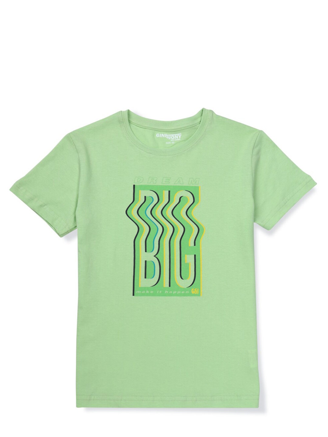 

Gini and Jony Boys Typography Printed Cotton T-shirt, Green