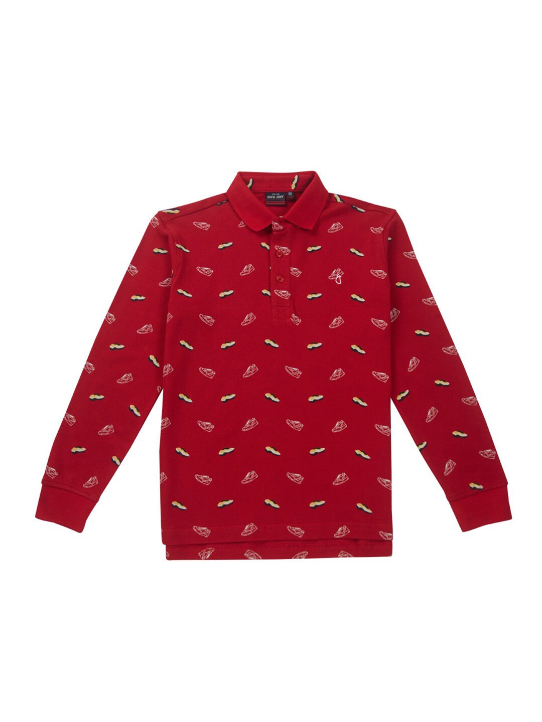 

Gini and Jony Boys Conversational Printed Polo Collar Cotton T-shirt, Red