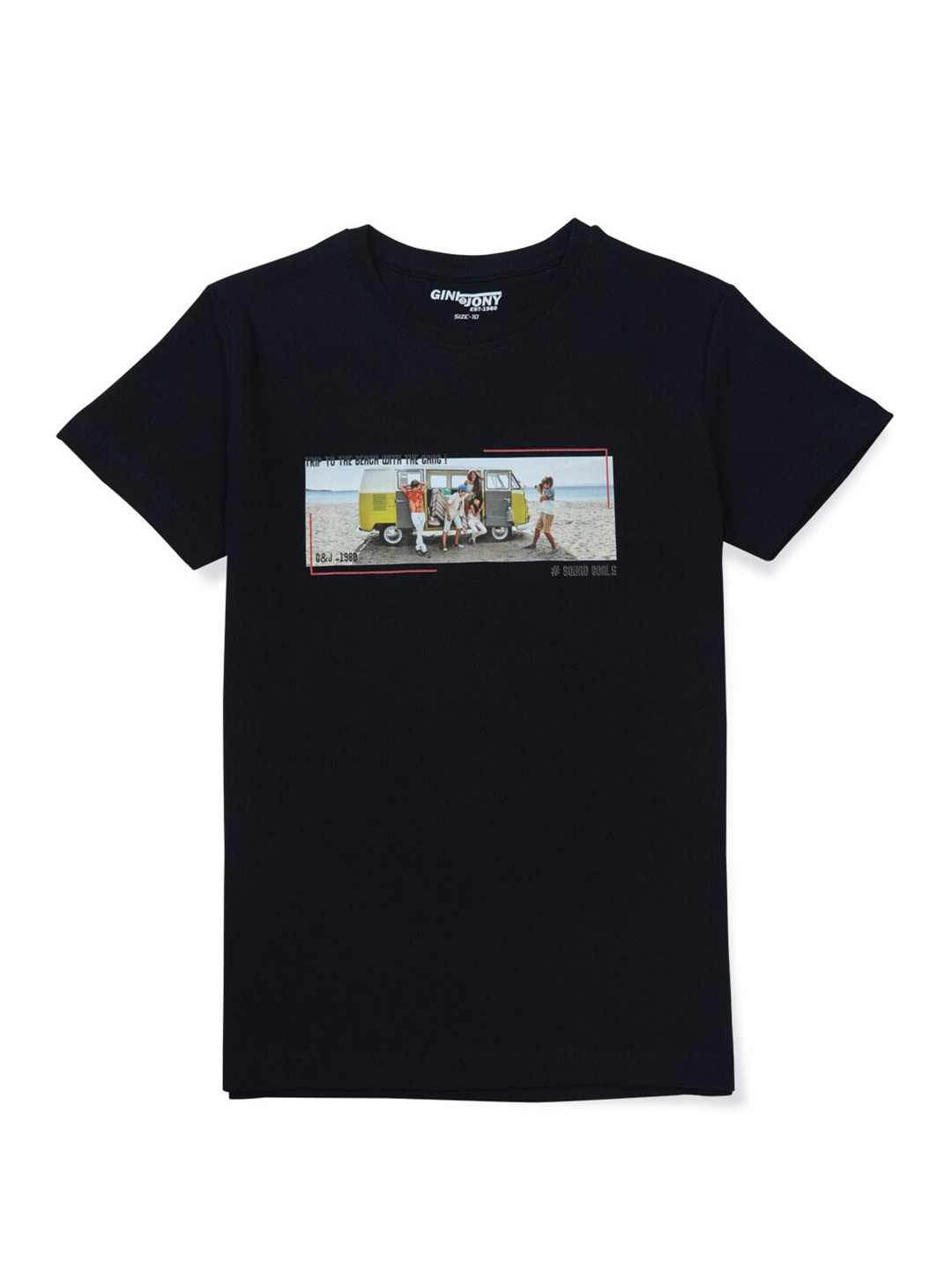 

Gini and Jony Infants Boys Graphic Printed Cotton T-Shirt, Navy blue